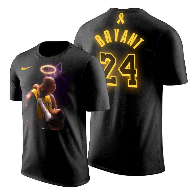 Men's Los Angeles Lakers Kobe Bryant #24 NBA Kobe and Gianna Sweet Memory Mamba Week Black Basketball T-Shirt TPW1283VR